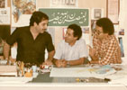 Artist Essam Azouz with famous poet (Magdy Nageeb) and Calligrapher (Othman Hamed)